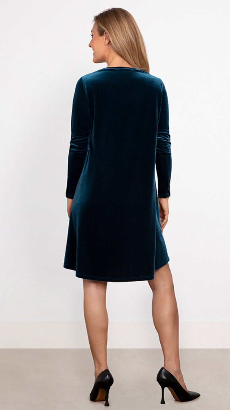 Savvy V-Neck Trapeze Dress, Long Sleeve-Velvet (Sale)