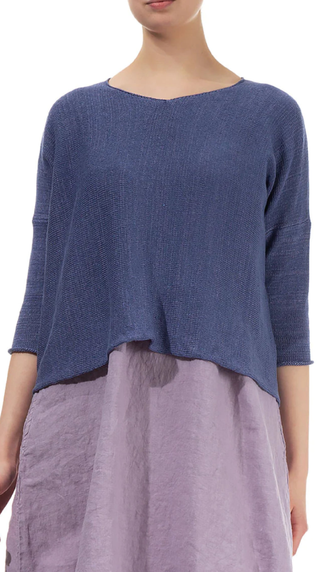 V-Neck Violet Linen Sweater-62063