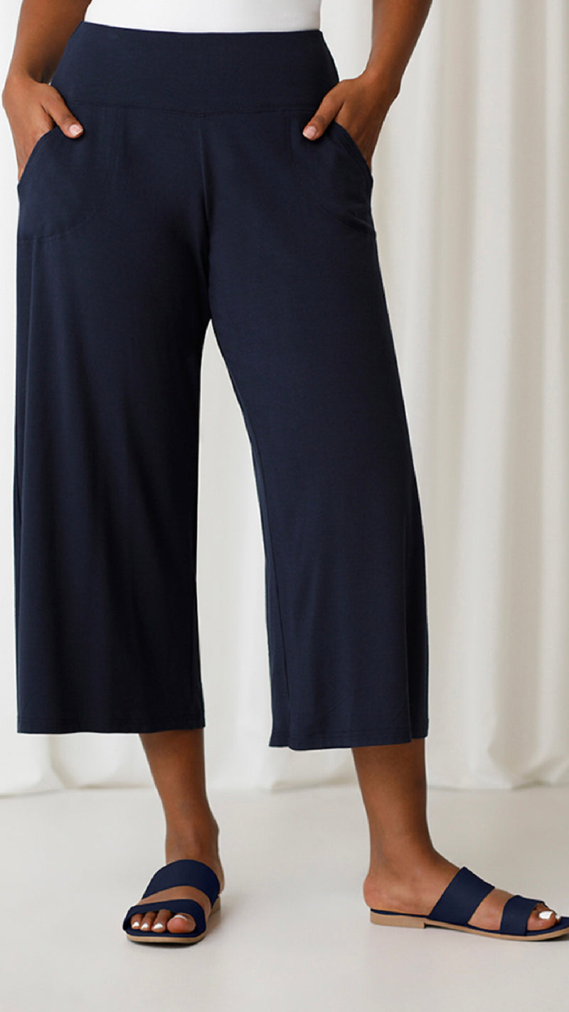 Bamboo Wide Leg Cropped Pant (Sale)
