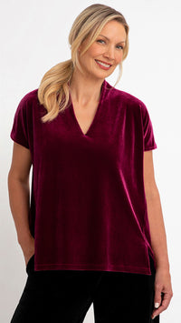 Savvy Deep V-Neck Top, Short Sleeve-Velvet (Sale)