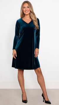 Savvy V-Neck Trapeze Dress, Long Sleeve-Velvet (Sale)