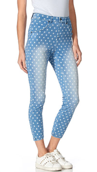 Polka Dot Denim Hi Rise Denim Legging