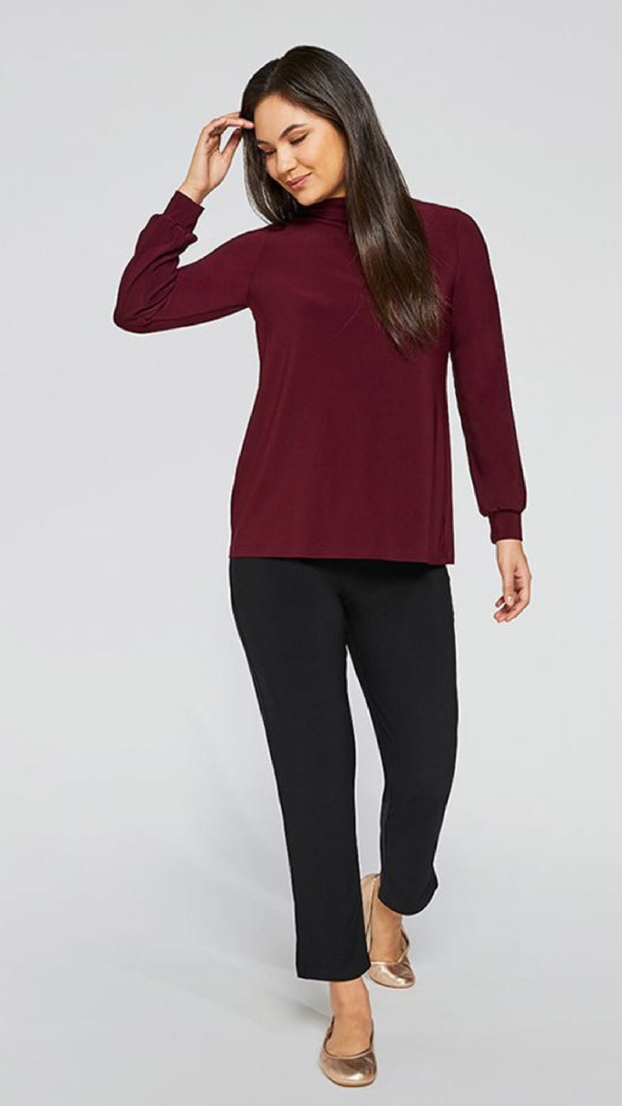 Turtle Neck Gathered Sleeve Top Long Sleeve (Sale)