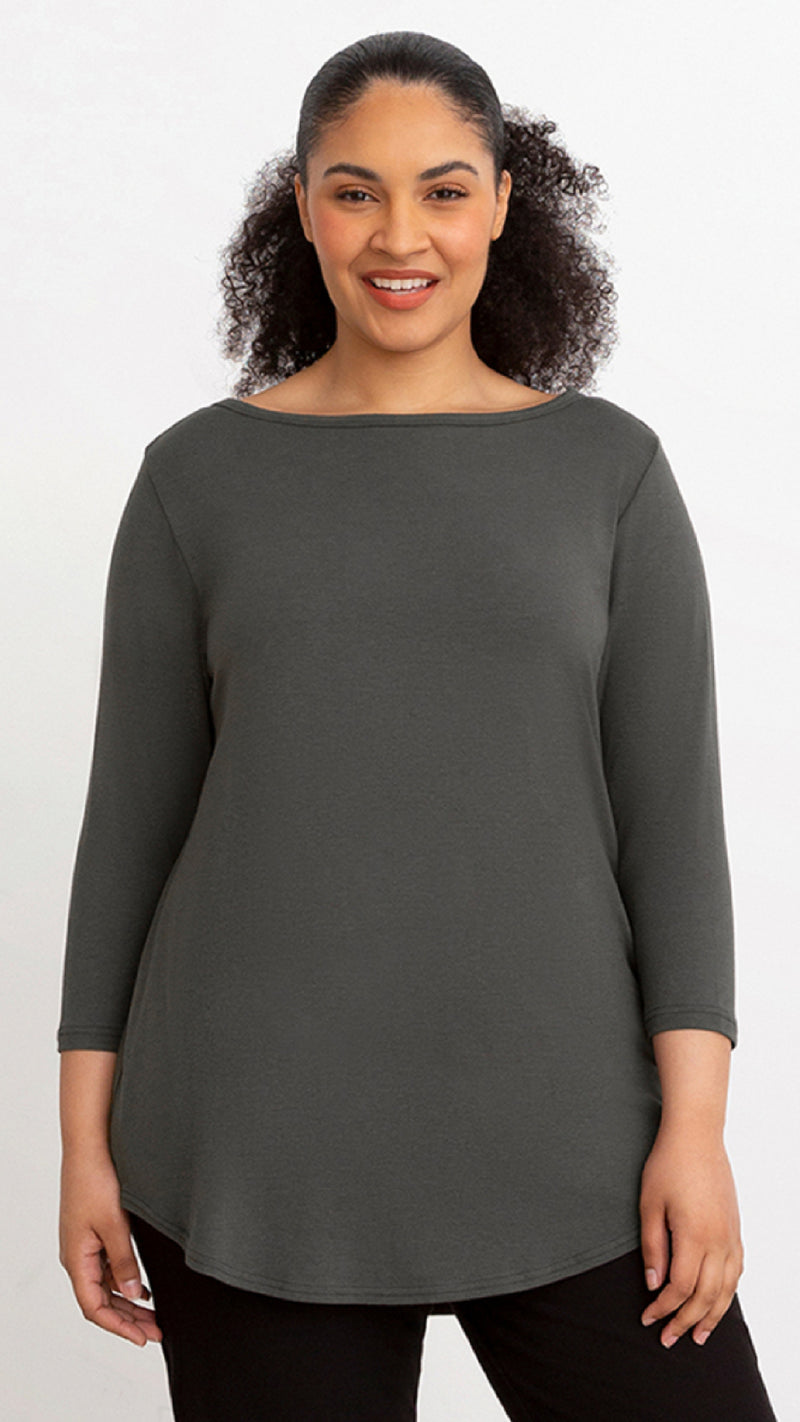 Bamboo Cotton Boat Neck Tunic, 3/4 Sleeve (Sale)