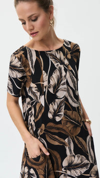 Joseph Ribkoff Tropical Print A-Line Dress