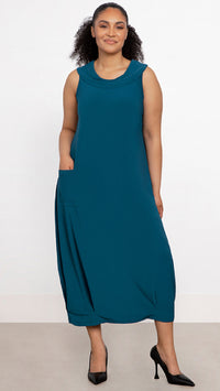 Sleeveless Angle Seam Pleat Hem Dress (Sale)