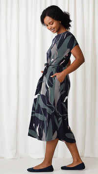 Boat Neck Belted Dress, Cap sleeve (Sale)