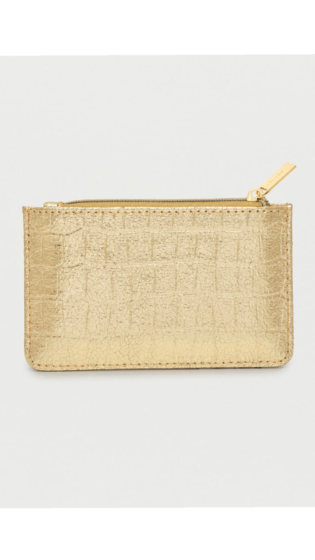 Card Purse-Metallic Gold Croc Embossed