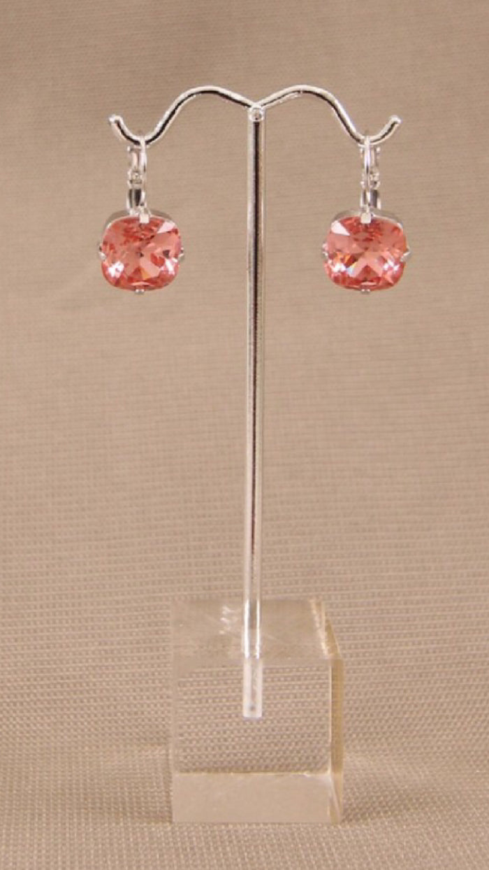 Earrings Round (Silver w Coral)