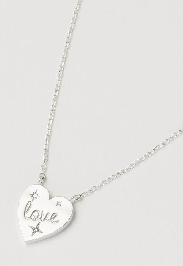 Engraved Love Heart Pendant - Silver Plated