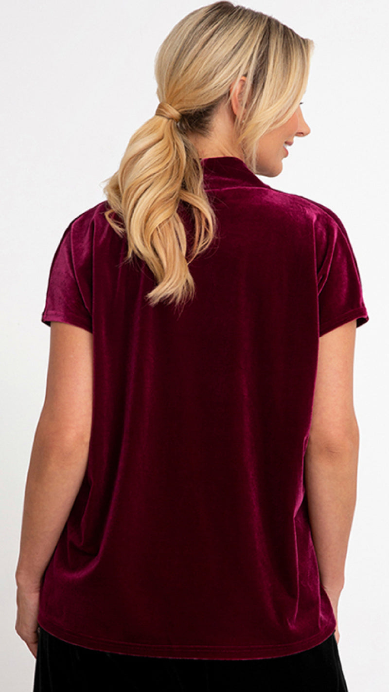 Savvy Deep V-Neck Top, Short Sleeve-Velvet (Sale)