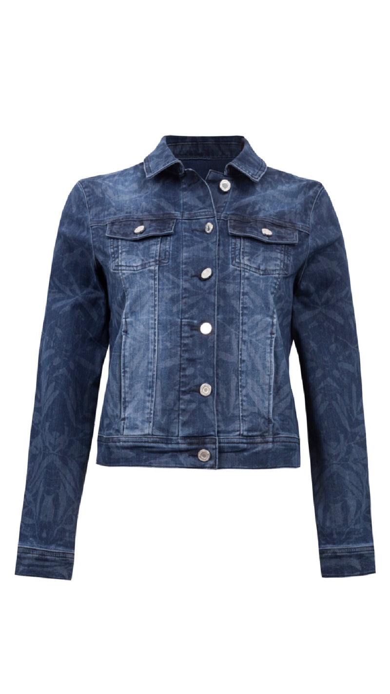 Joseph Ribkoff Jean Jacket, Printed Leaf