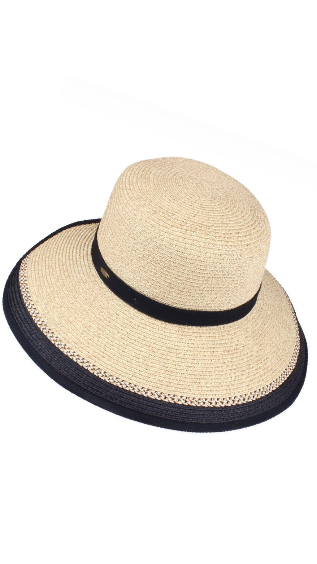 Wide Brim paper Braid Hat with Split Back