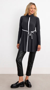 Underline Turtle Neck Trapeze Tunic, Long Sleeve (Sale)