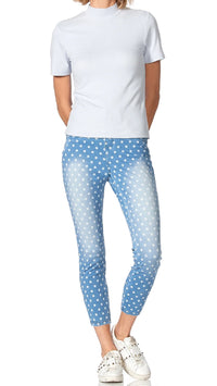 Polka Dot Denim Hi Rise Denim Legging