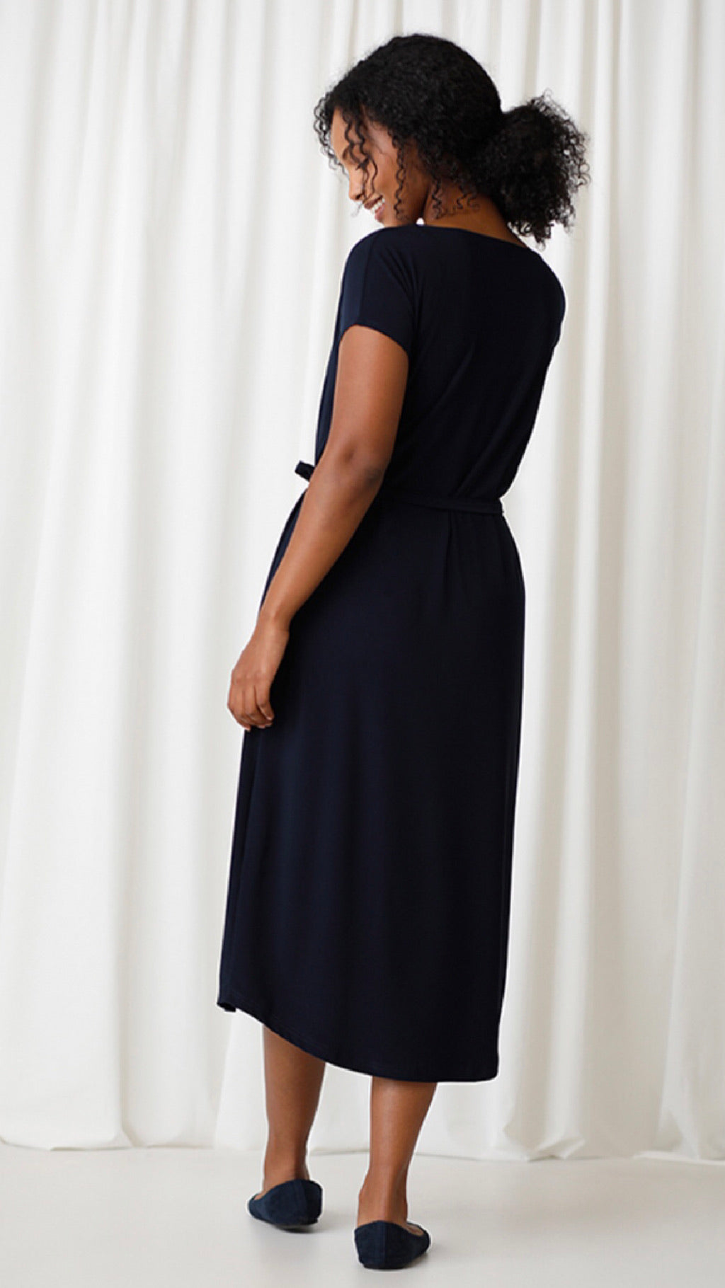 Boat Neck Belted Dress, Cap sleeve (Sale)
