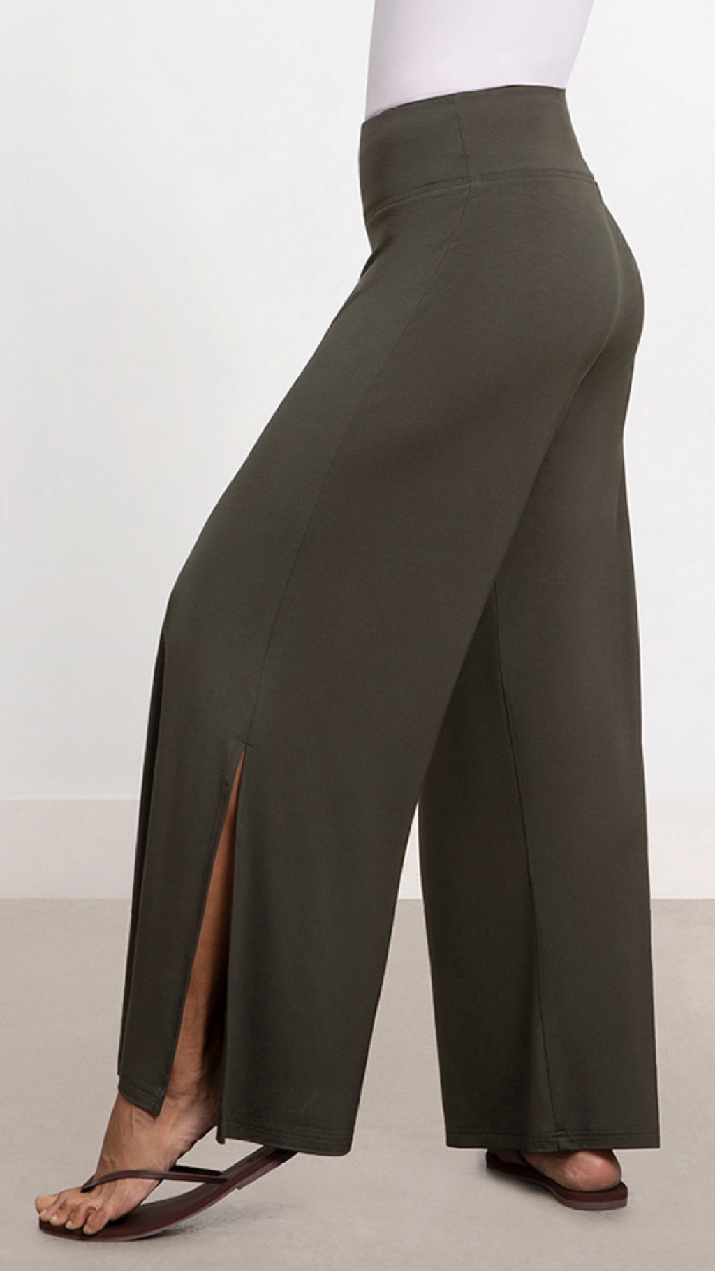 Bamboo Wide Leg Slit Pant (Sale)