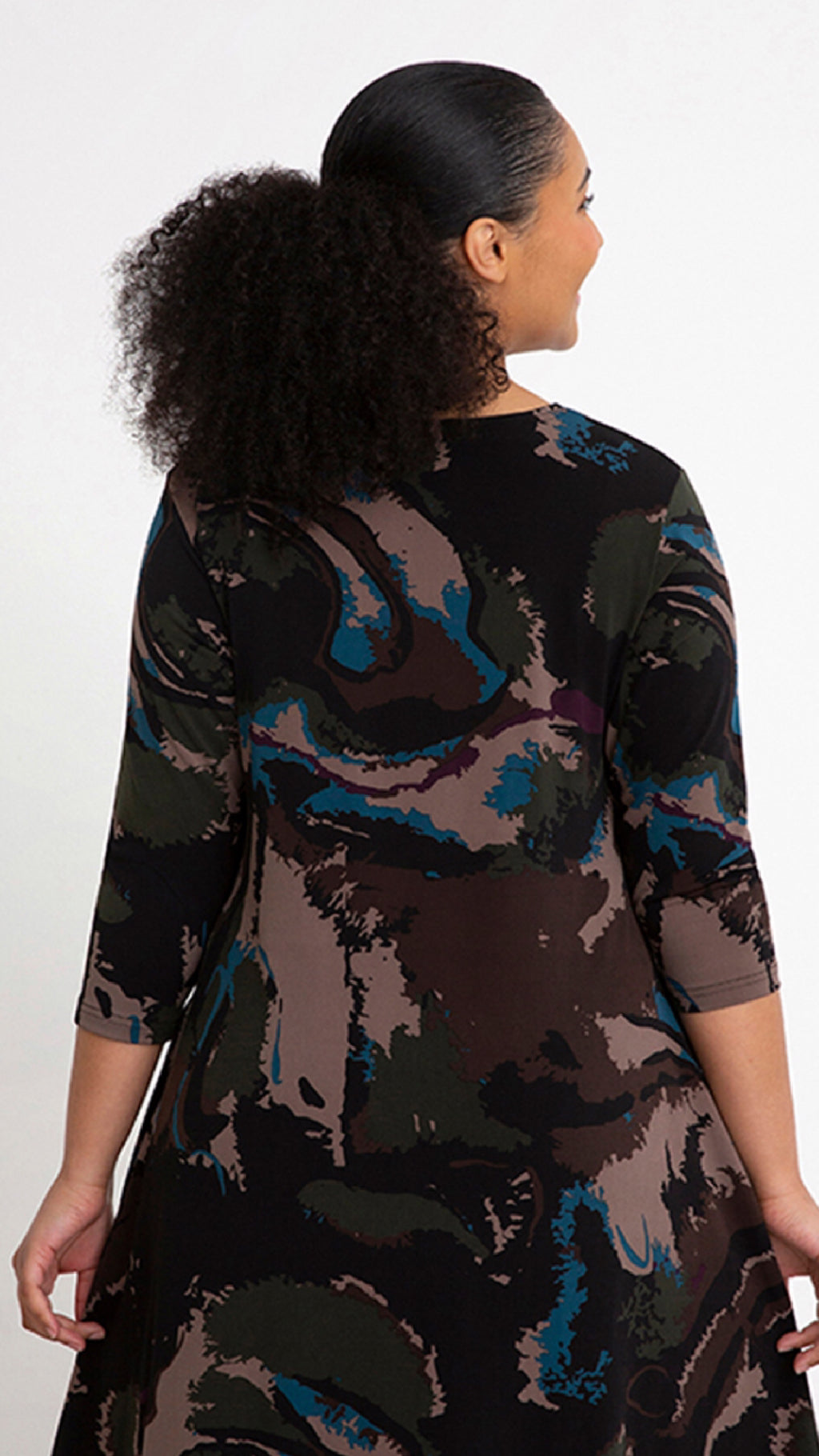 Trapeze Dress, 3/4 Sleeve-Print (Sale)