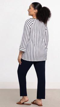 Striped Angle Seam Raglan Top, 3/4 Sleeve (Sale)