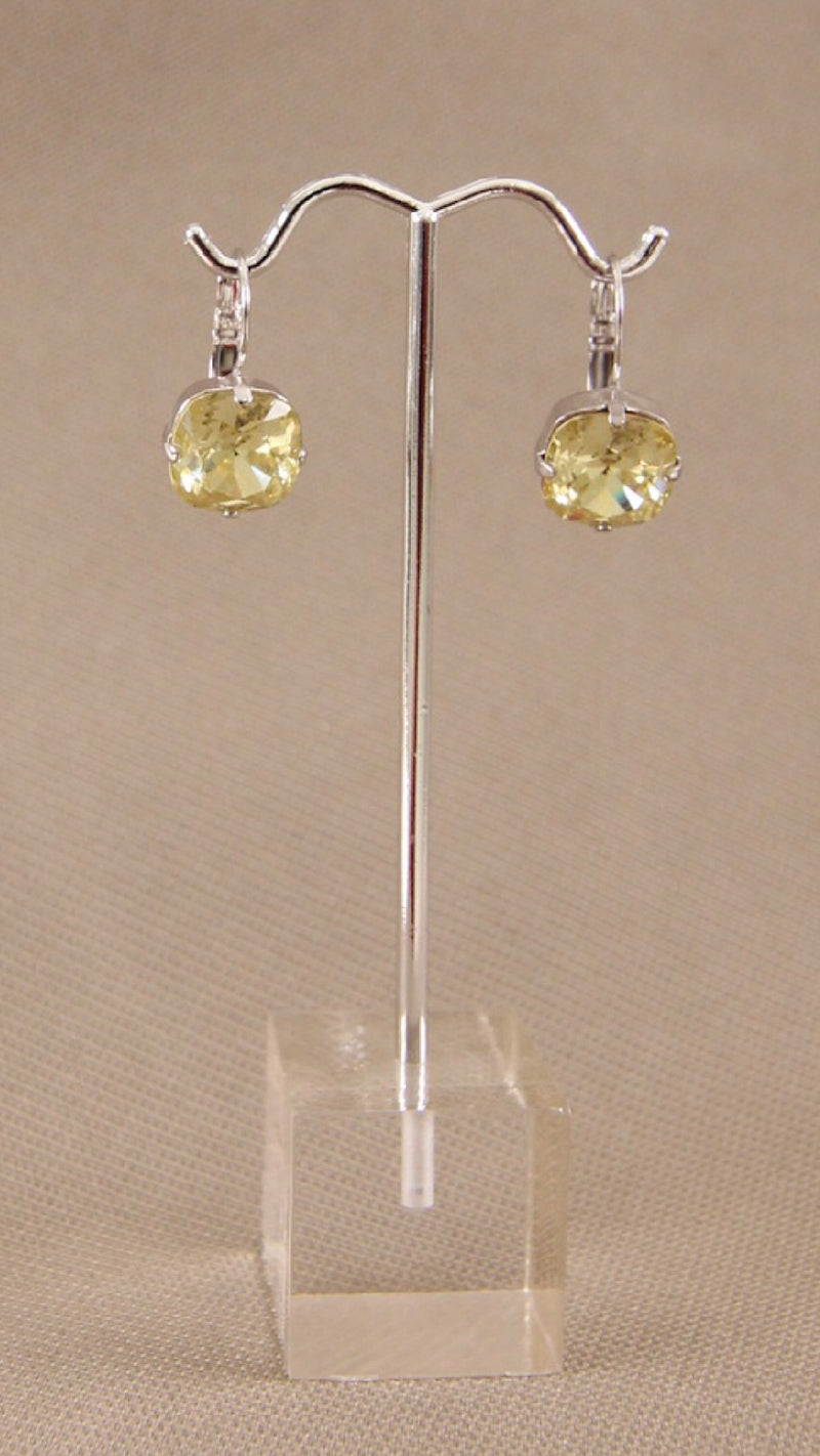 Earrings Round (Silver w light yellow)