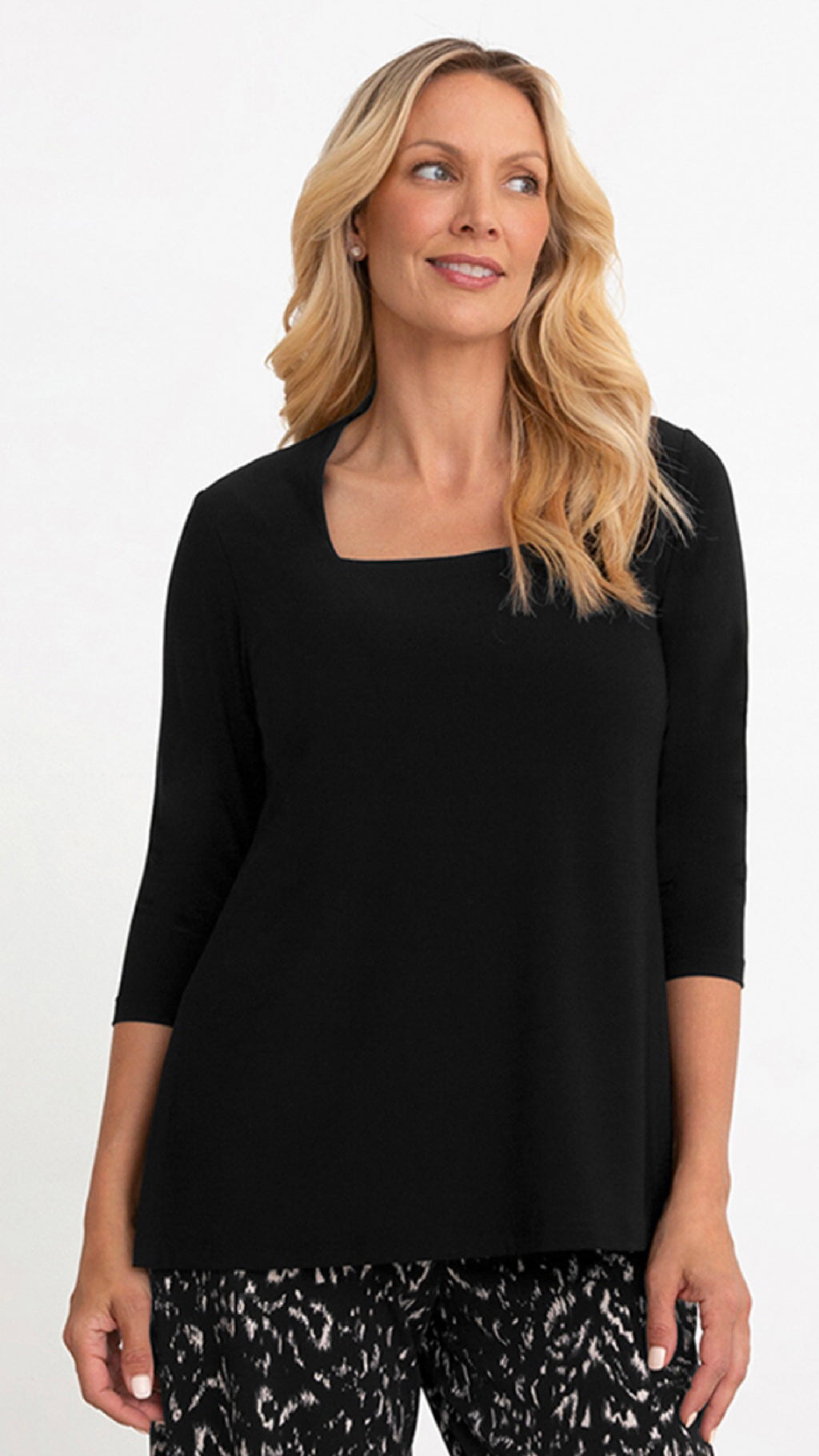 Square Neck Top, 3/4 Sleeve (Selected Colours on Sale)
