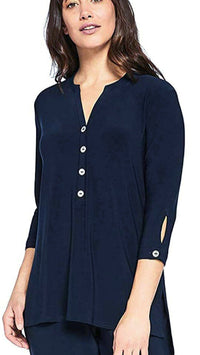 Charm Henley 3/4 Sleeve and Metal Buttons