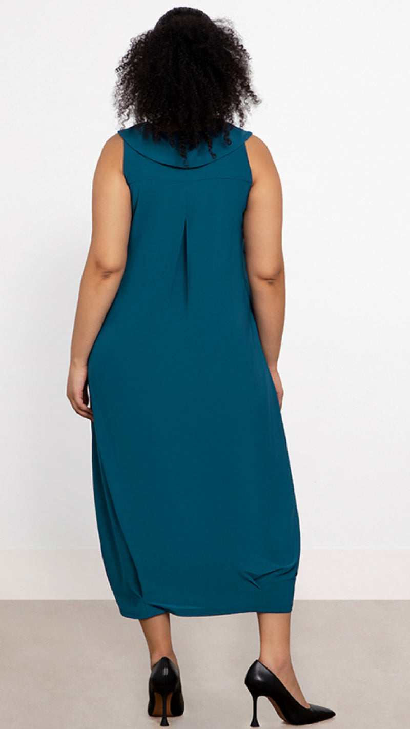 Sleeveless Angle Seam Pleat Hem Dress (Sale)