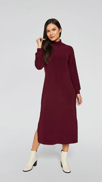 Turtleneck Gathered  Sleeve Dress