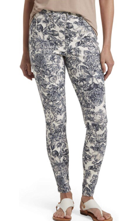 Tuscan Floral Denim High Waisted